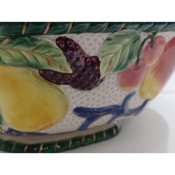 Fitz & Floyd 10" Oval Vegetable Bowl, 8" Open Potpourri Florentine Fruit Pattern - Picture 7 of 15
